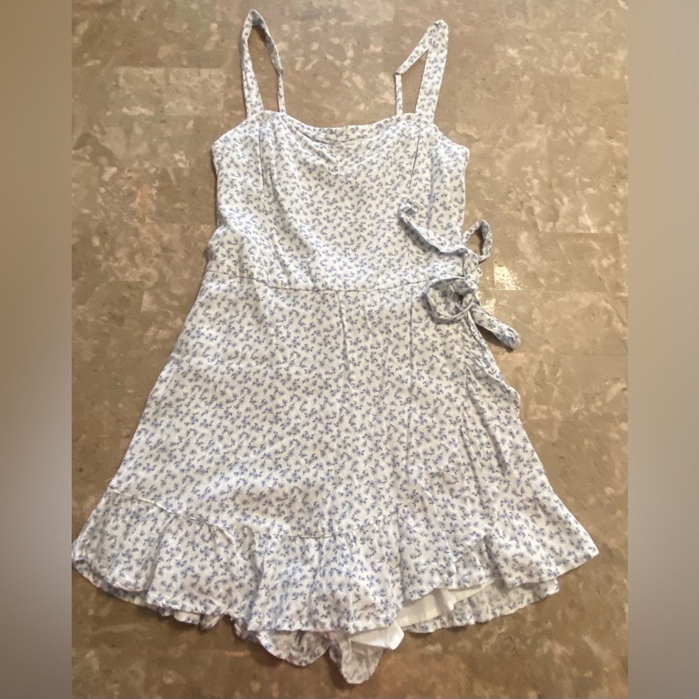Hollister Blue and White Floral romper